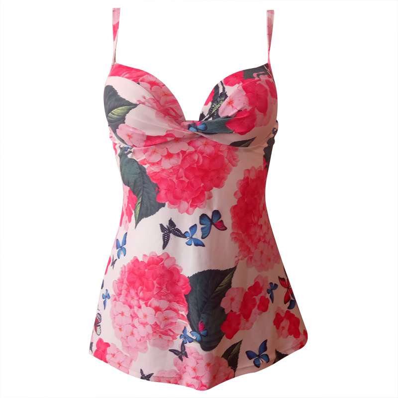 F4693 Flower Print Tankini Top Underwire Skirt Swimsuit Bathing Suit Swimsuit